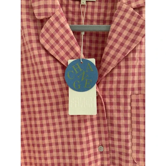 FRNCH Paris Top Bundle Womens Large Pink Green Cotton Boxy Cropped Oversized NWT - Picture 7 of 7